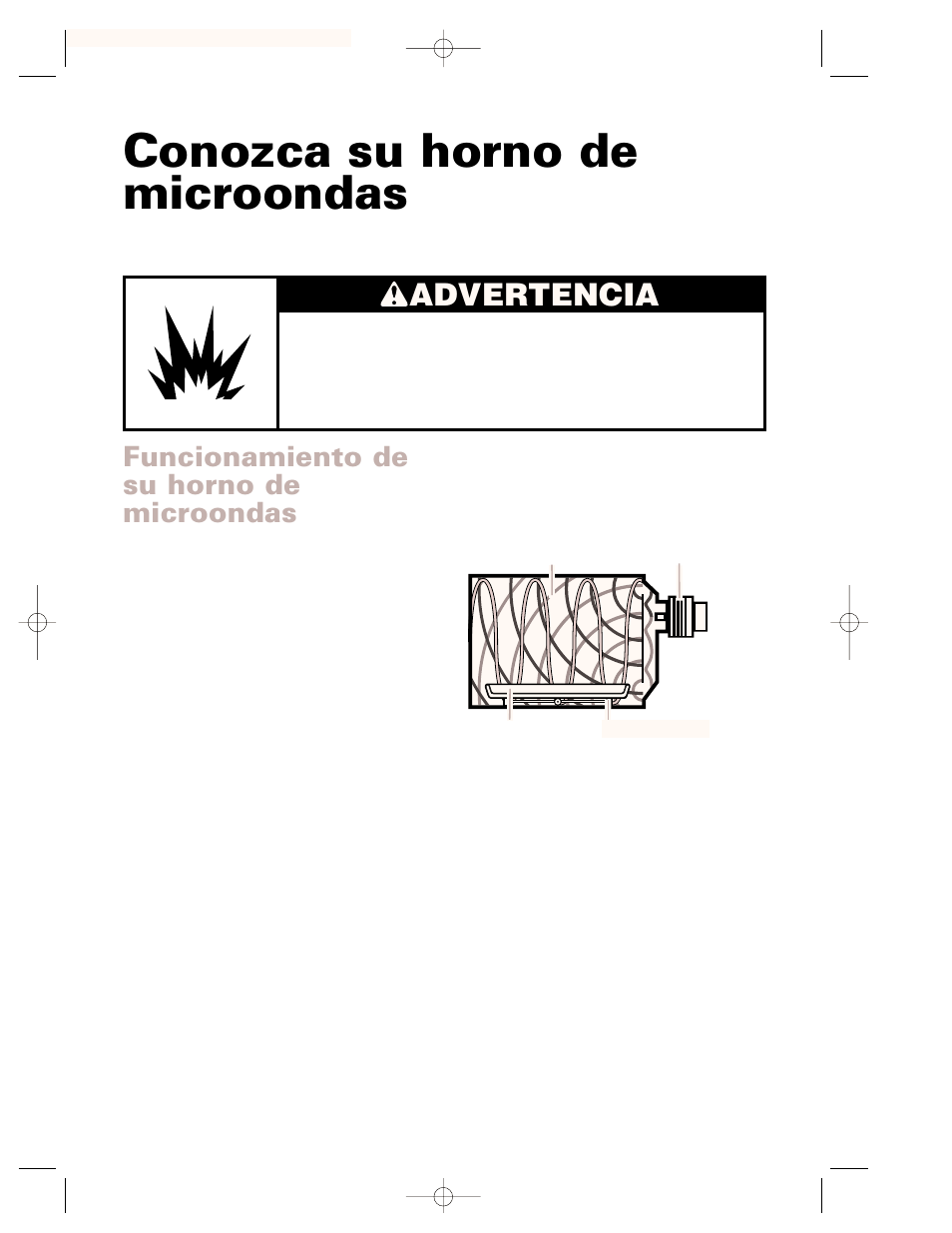Conozca su horno de microondas, Advertencia, Funcionamiento de su horno de microondas | Whirlpool CMT102SG User Manual | Page 40 / 64