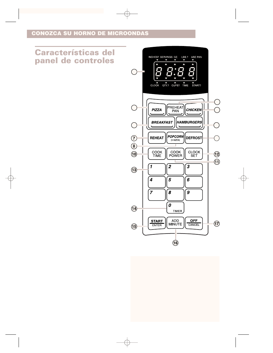 Características del panel de controles | Whirlpool CMT102SG User Manual | Page 44 / 64