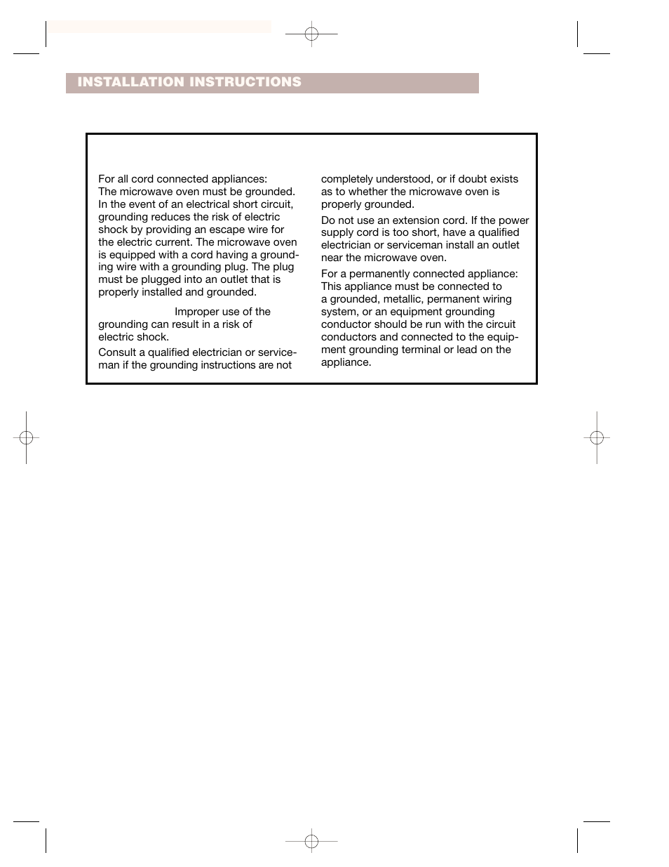 Grounding instructions | Whirlpool CMT102SG User Manual | Page 6 / 64
