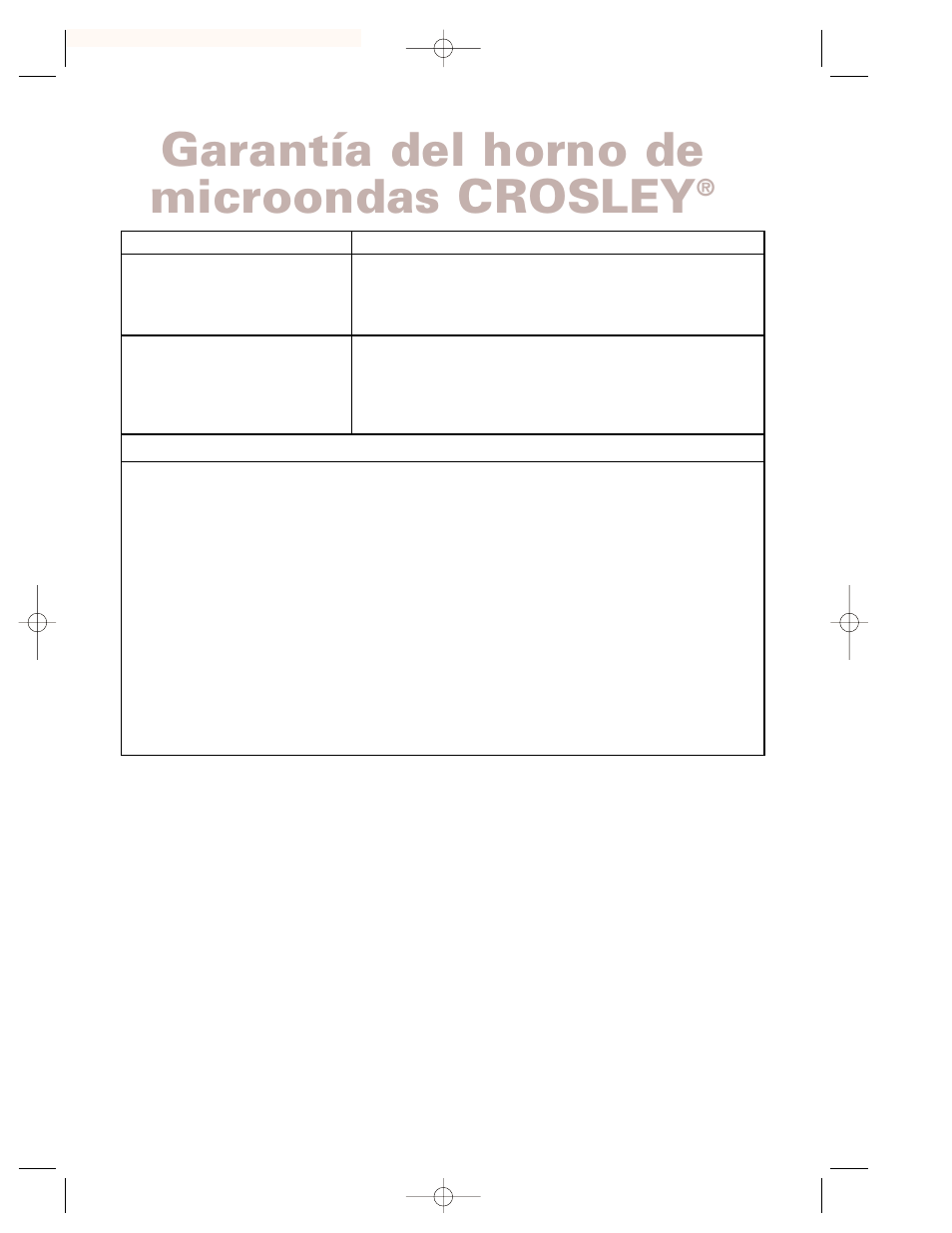Garantía, Garantía del horno de microondas crosley | Whirlpool CMT102SG User Manual | Page 64 / 64