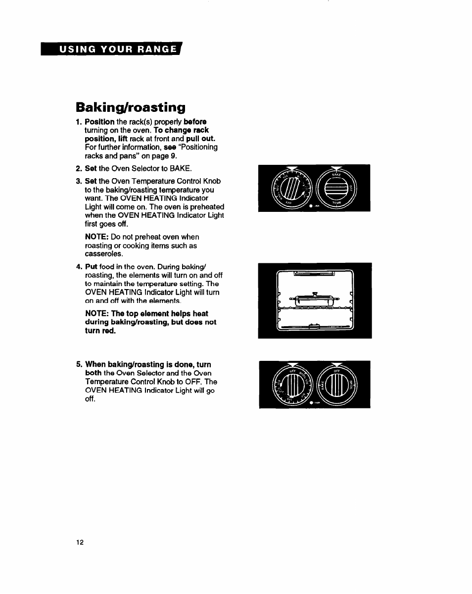Baking/roasting | Whirlpool FEP330Y User Manual | Page 12 / 28