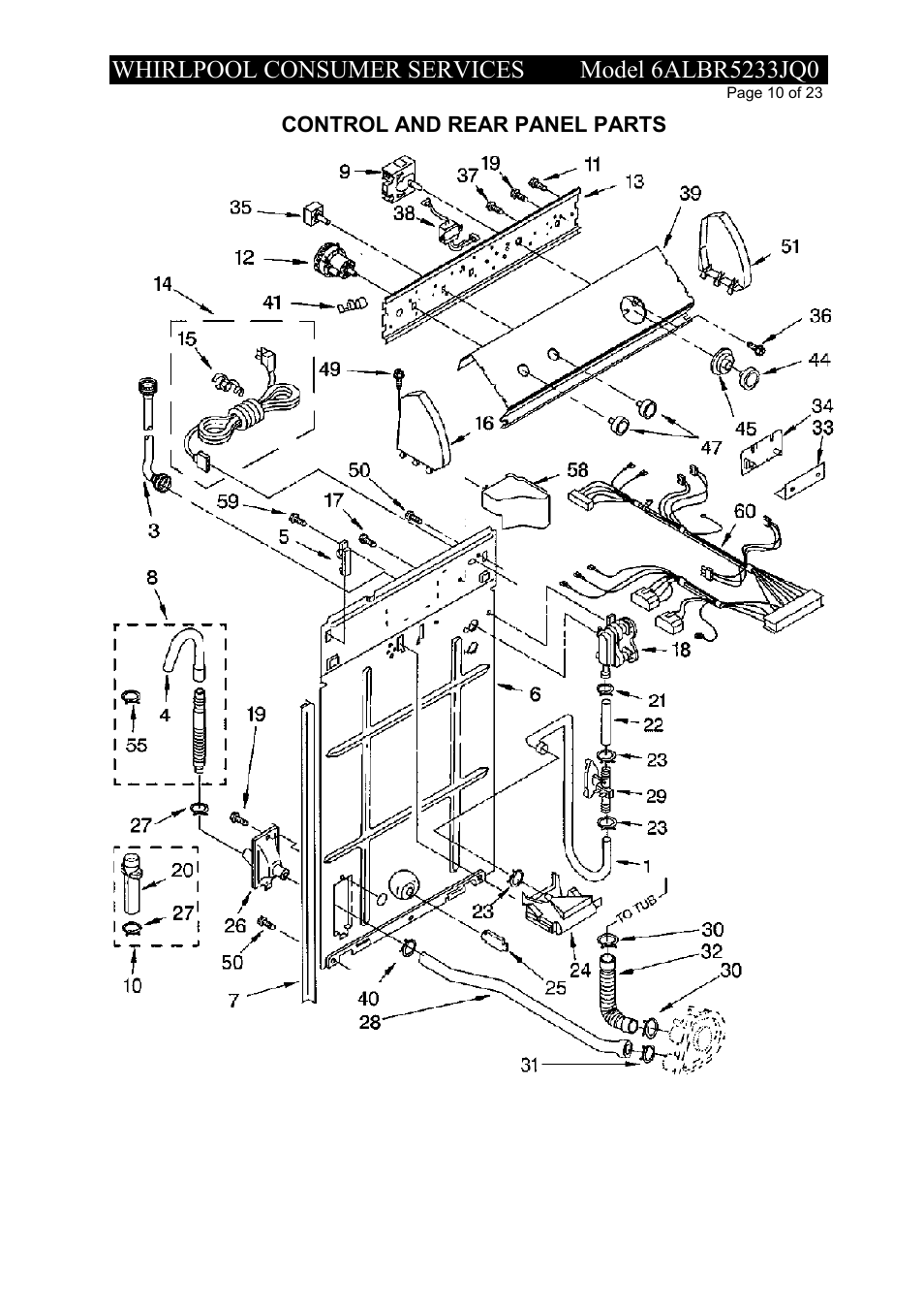 Control and rear panel parts | Whirlpool 6ALBR5233JQ0 User Manual | Page 10 / 23