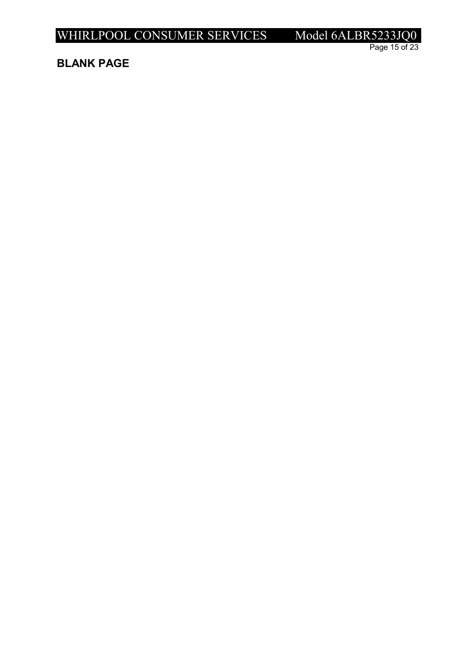 Whirlpool 6ALBR5233JQ0 User Manual | Page 15 / 23