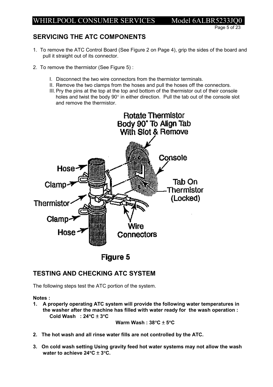 Servicing the atc components, Testing and checking atc system | Whirlpool 6ALBR5233JQ0 User Manual | Page 5 / 23
