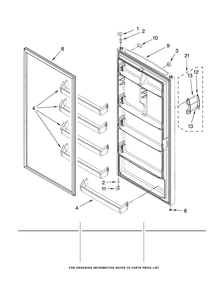 Door, Door parts | Whirlpool EV161FZRQ02 User Manual | Page 7 / 8