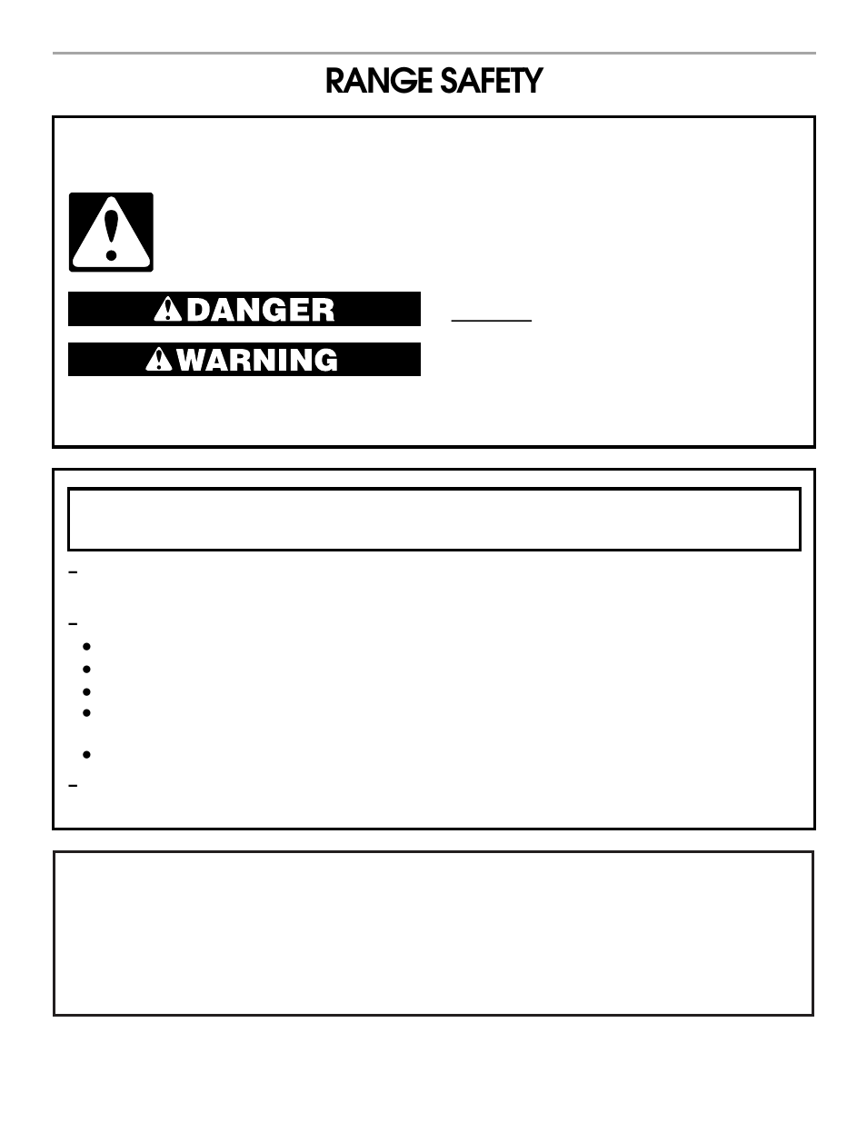 Safety, Range safety | Whirlpool FGP337H User Manual | Page 3 / 16