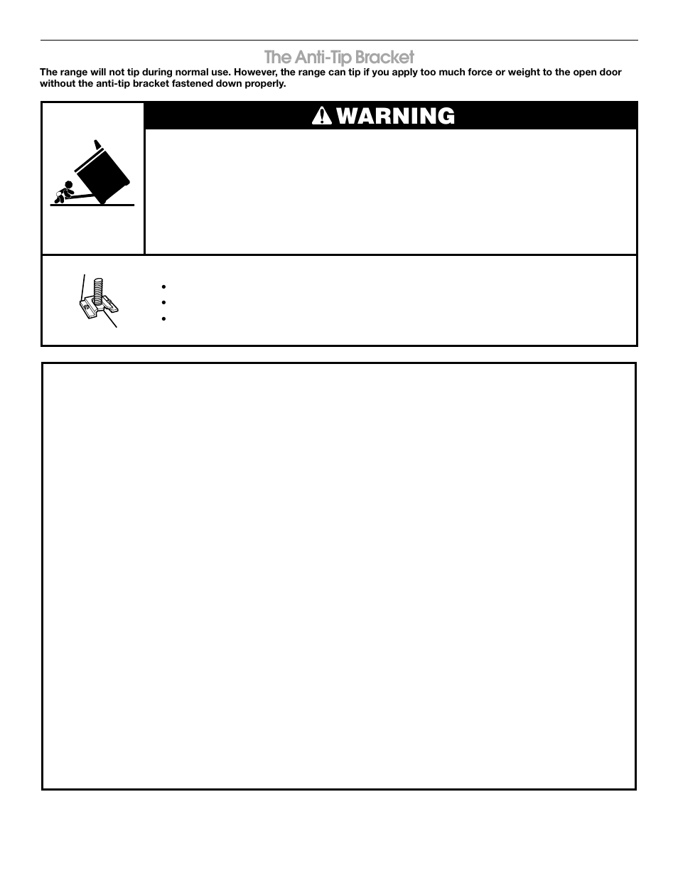 Warning, Save these instructions, Important safety instructions | The anti-tip bracket, Caution | Whirlpool FGP337H User Manual | Page 4 / 16