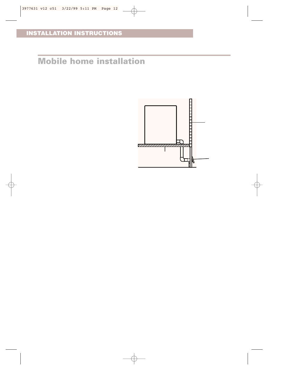 Mobile home installation | Whirlpool 3977631 User Manual | Page 12 / 24