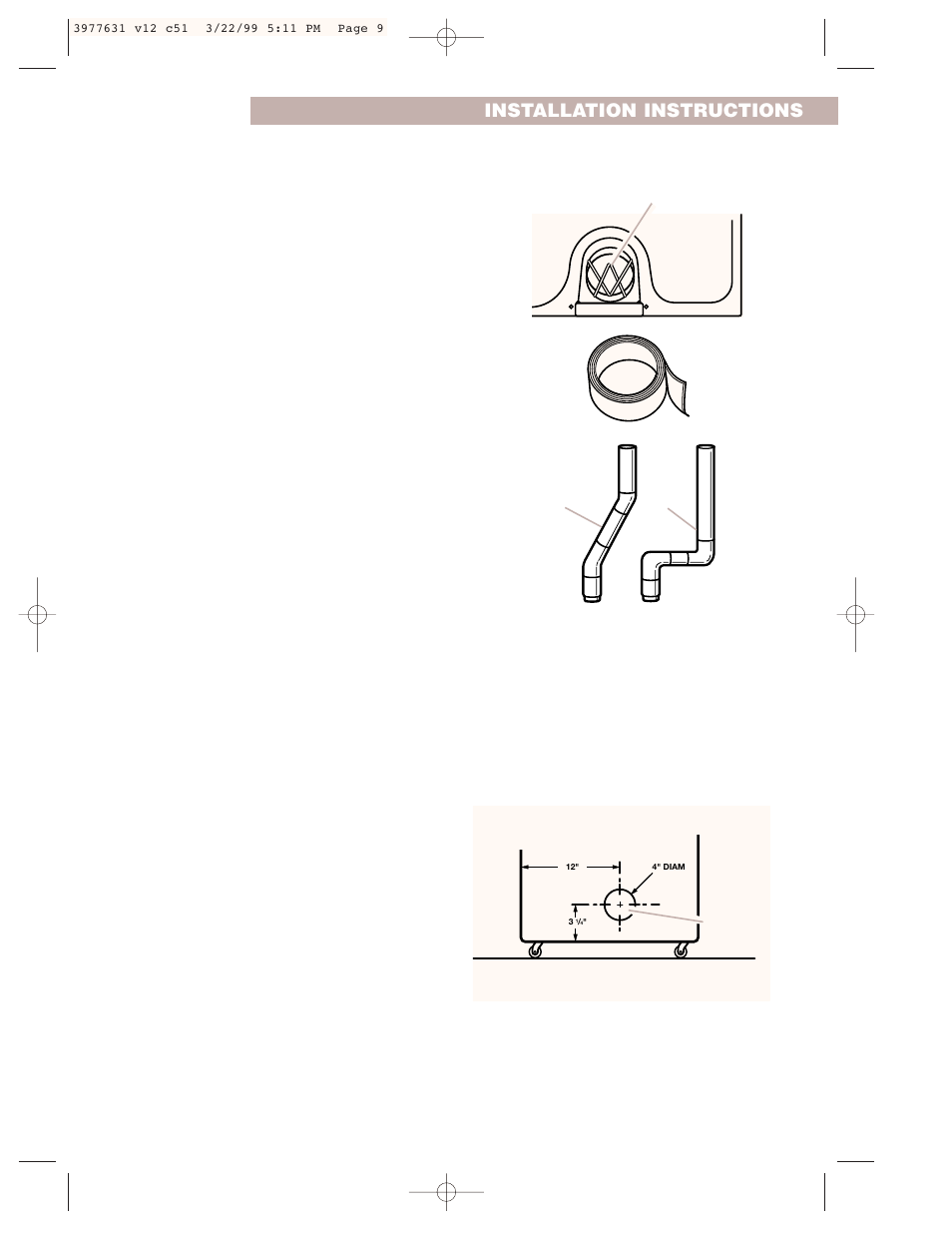 Installation instructions | Whirlpool 3977631 User Manual | Page 9 / 24