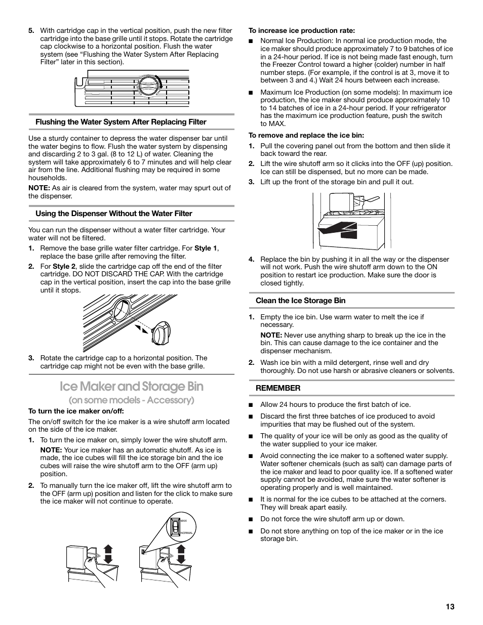 Ice maker and storage bin, On some models - accessory) | Whirlpool CS20TKXNQ00 User Manual | Page 13 / 24