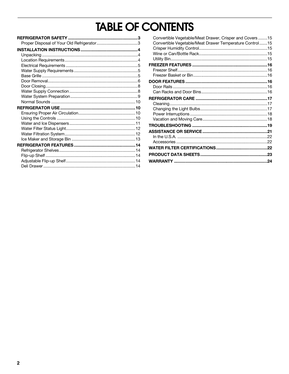 Whirlpool CS20TKXNQ00 User Manual | Page 2 / 24