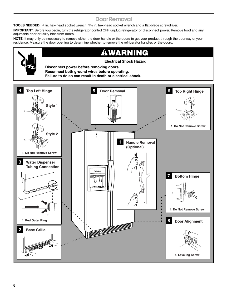 Door removal | Whirlpool CS20TKXNQ00 User Manual | Page 6 / 24