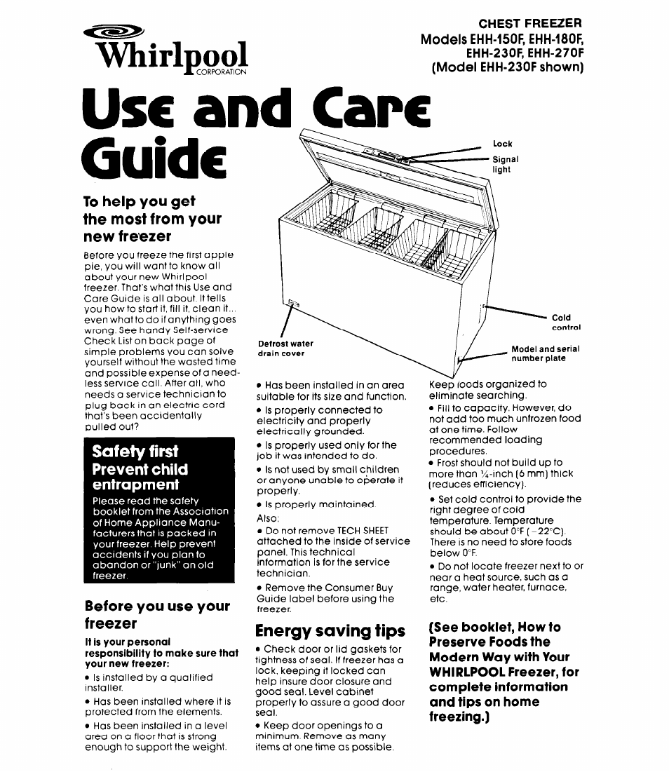 Whirlpool EHH-150F User Manual | 6 pages