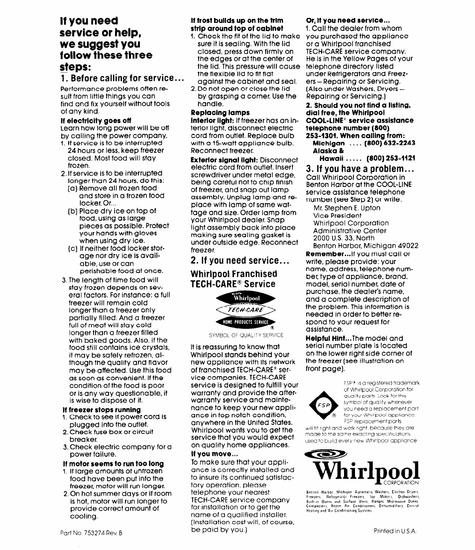 Whirlpool | Whirlpool EHH-150F User Manual | Page 6 / 6