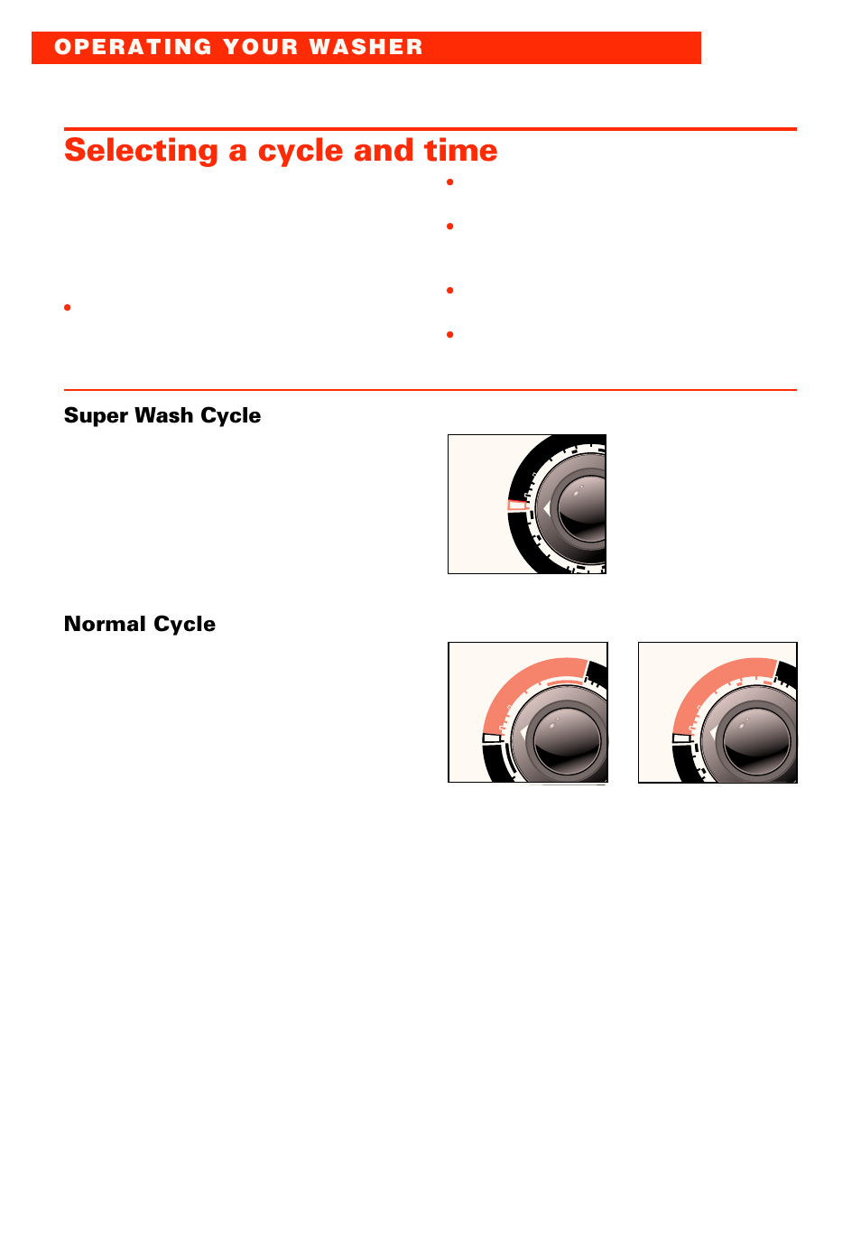 Selecting a cycle and time, Super wash cycle, Normal cycle | Whirlpool LSC8244EQ0 User Manual | Page 8 / 28