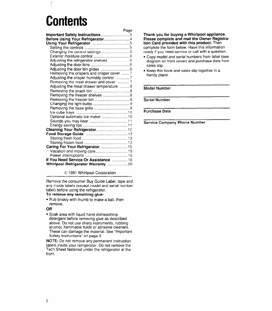 Whirlpool ED22DK User Manual | Page 2 / 20