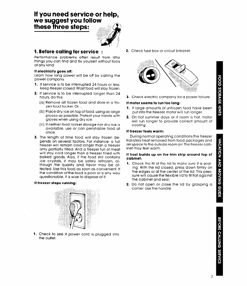 Iihree, If you need service or help, we suggest you follow, Steps: these | Whirlpool EH060FXK User Manual | Page 7 / 8