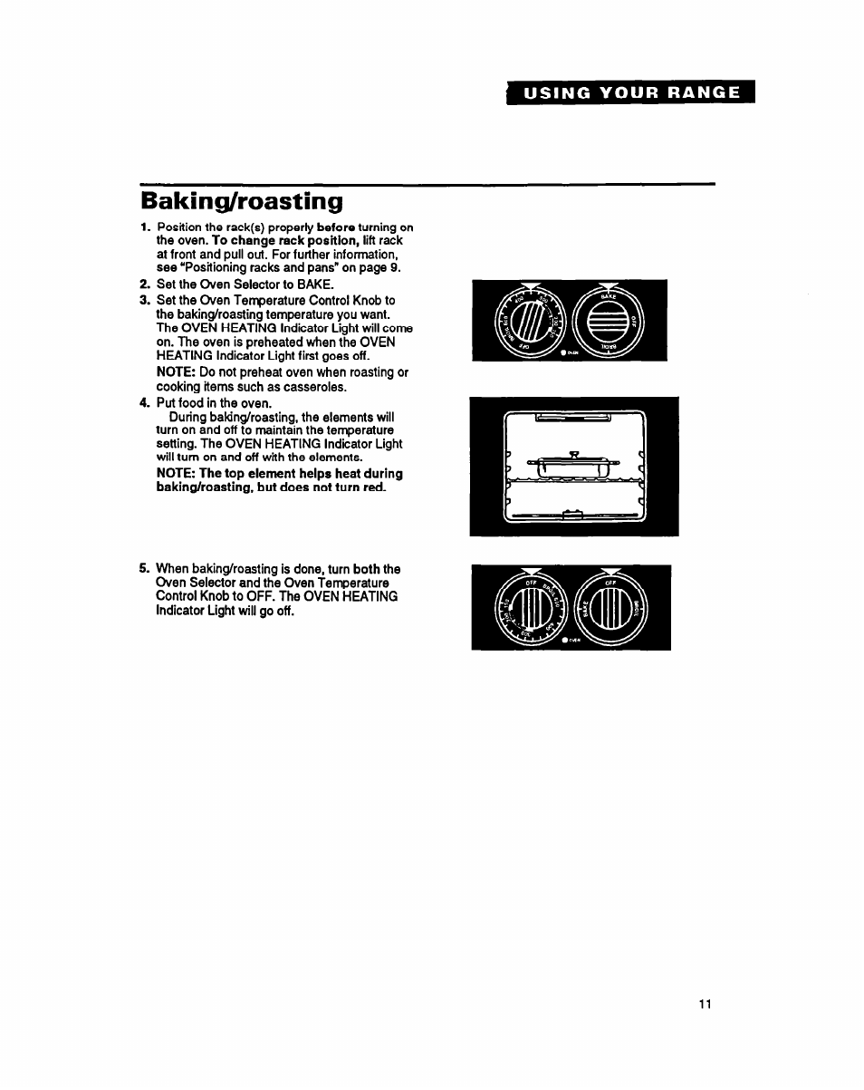 Baking/roasting | Whirlpool FEP320Y User Manual | Page 11 / 28