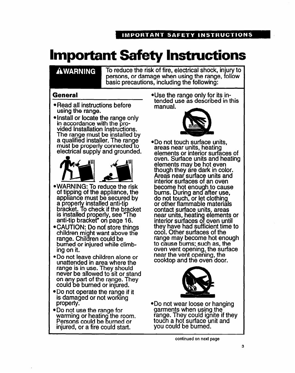 Important safety instructions | Whirlpool FEP320Y User Manual | Page 3 / 28