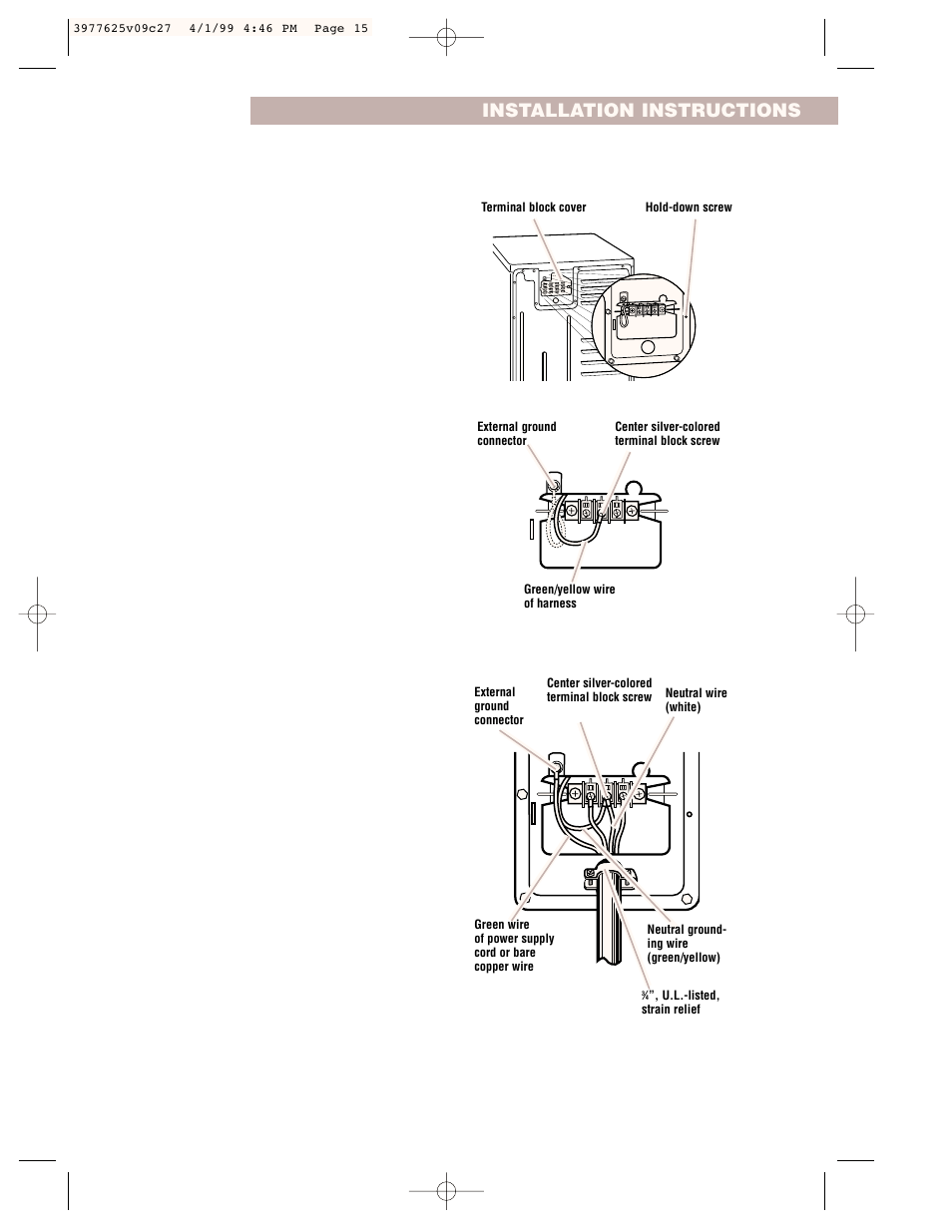 Installation instructions | Whirlpool 240-volt User Manual | Page 15 / 33