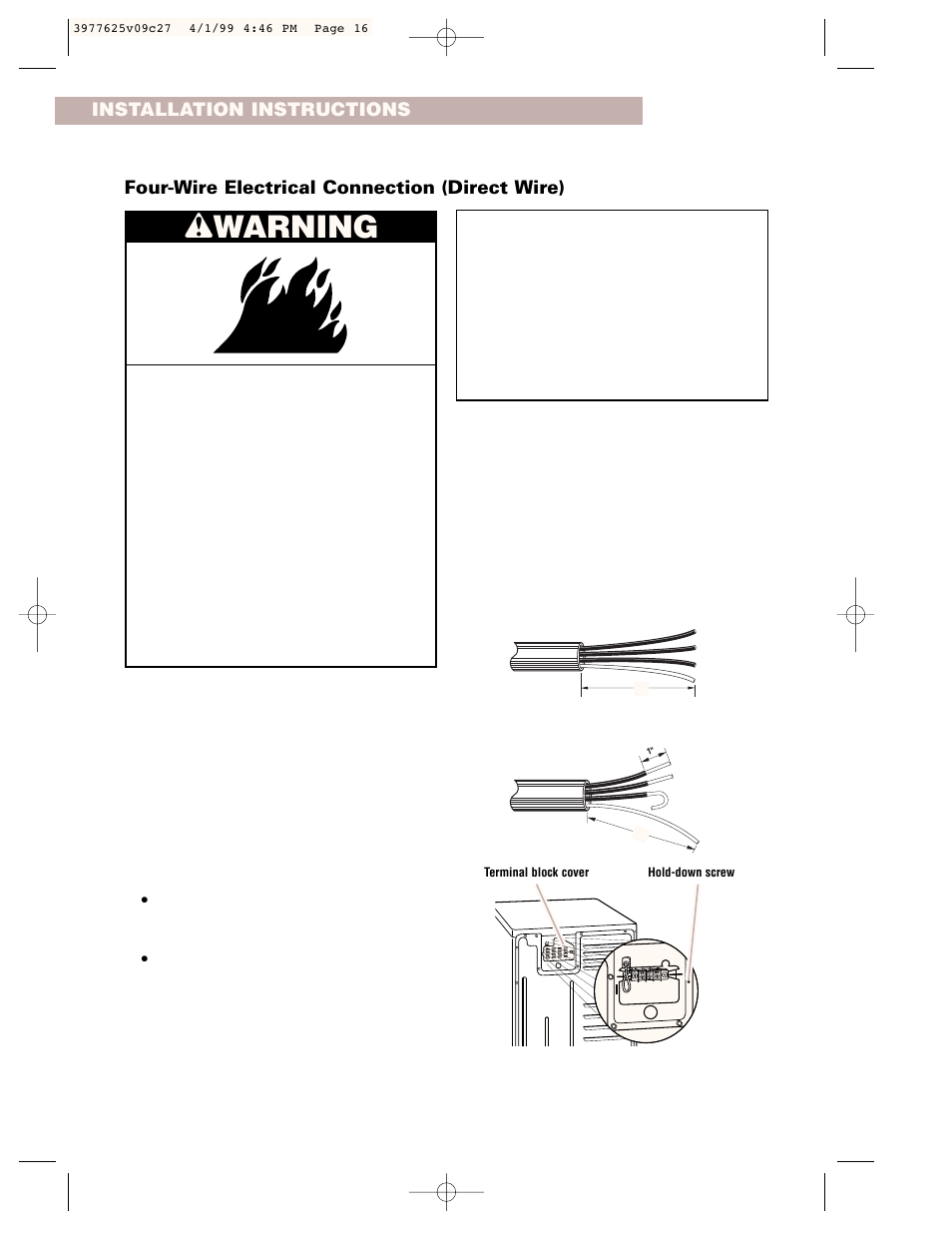 Wwarning | Whirlpool 240-volt User Manual | Page 16 / 33