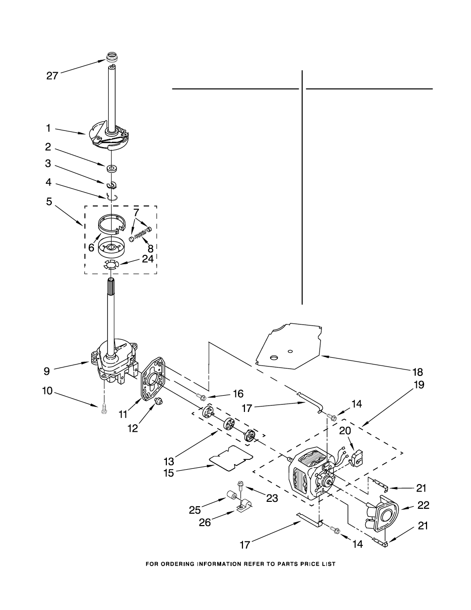 Brake, clutch, gearcase, motor and pump parts | Whirlpool CAM2762TQ2 User Manual | Page 10 / 17