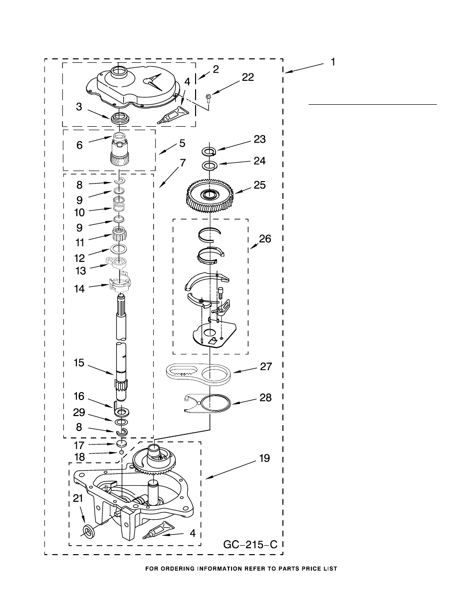 Gearcase parts, L-------------------------------- j gc-215-c | Whirlpool CAM2762TQ2 User Manual | Page 15 / 17