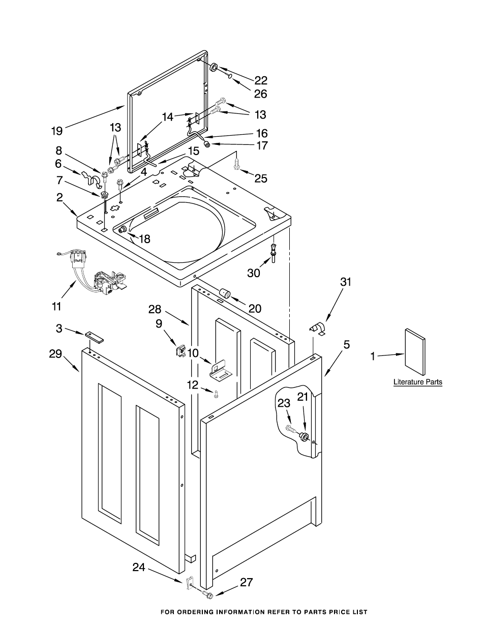 Top and cabinet parts | Whirlpool CAM2762TQ2 User Manual | Page 2 / 17