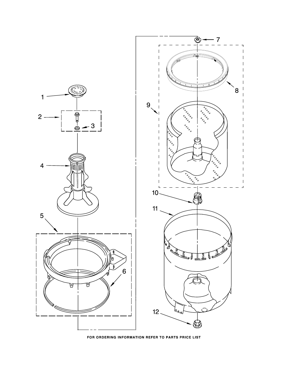 Agitator, basket and tub parts | Whirlpool CAM2762TQ2 User Manual | Page 8 / 17