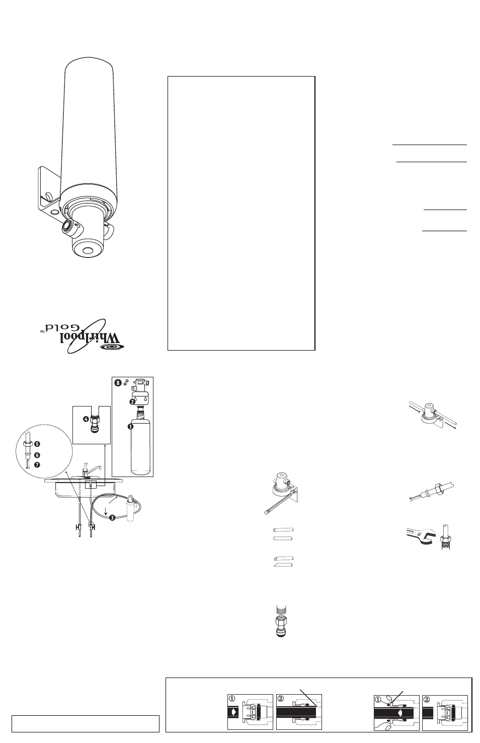 Models whcf-suf and whcf-sufc, Under sink main f a ucet fil tra tion, Installation,use & care guide | Installation instructions, Tools needed, Parts and materials included, Using push-in fittings” installation requirements, 1 ye ar limited warranty, Ultraease, Filtrationsystem and ultraease | Whirlpool WHCF-SUF User Manual | Page 2 / 3