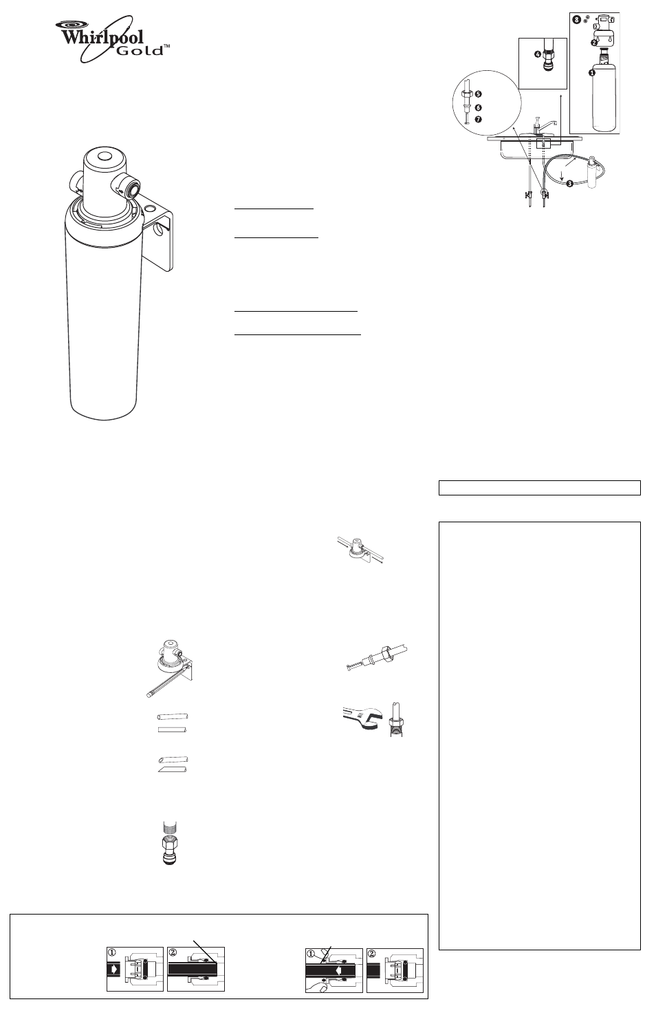 Modelos whcf-suf y whcf-sufc, Guía de instalación, uso y cuidado, Instrucciones de instalación | Herramientas necesarias, Partes y materiales incluidos, Utilización de los accesorios de presión | Whirlpool WHCF-SUF User Manual | Page 3 / 3