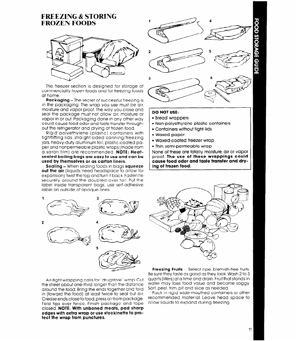 Freezing & storing frozen eoods | Whirlpool EBI9MK User Manual | Page 11 / 16
