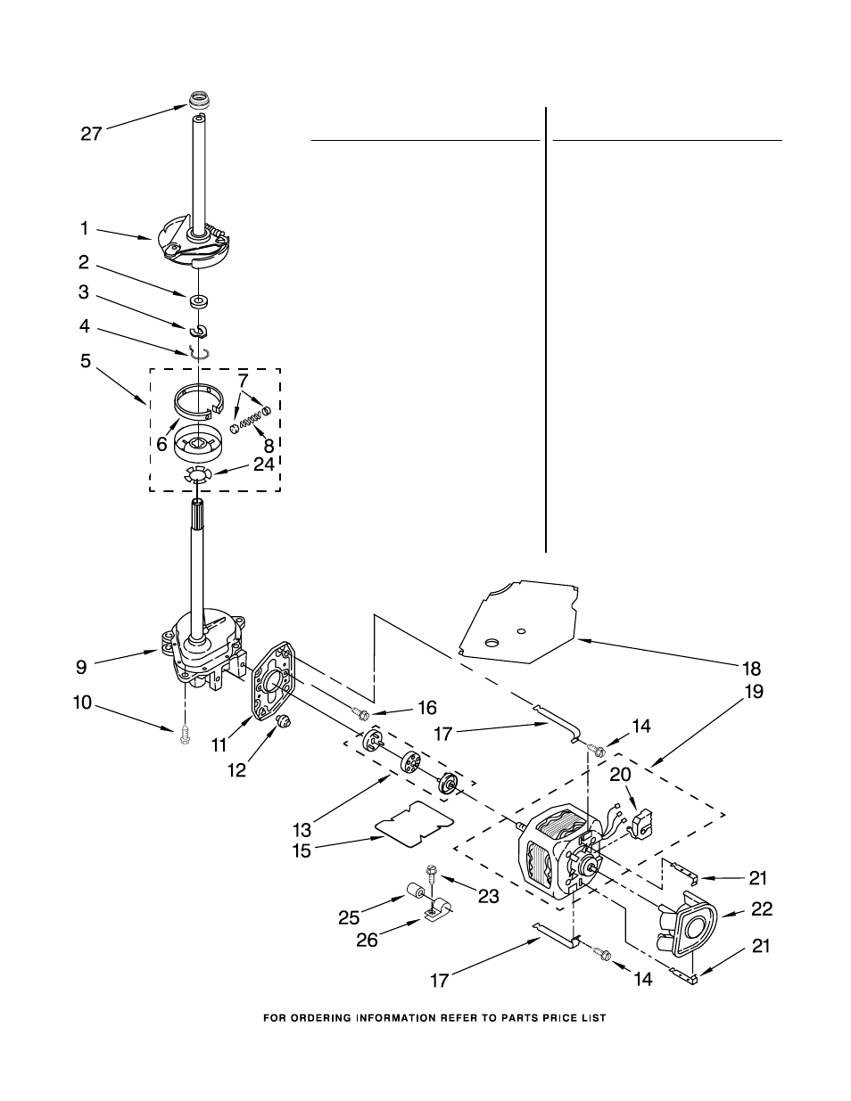 Brake, clutch, gearcase, motor and pump parts | Whirlpool CAM2752TQ0 User Manual | Page 10 / 17