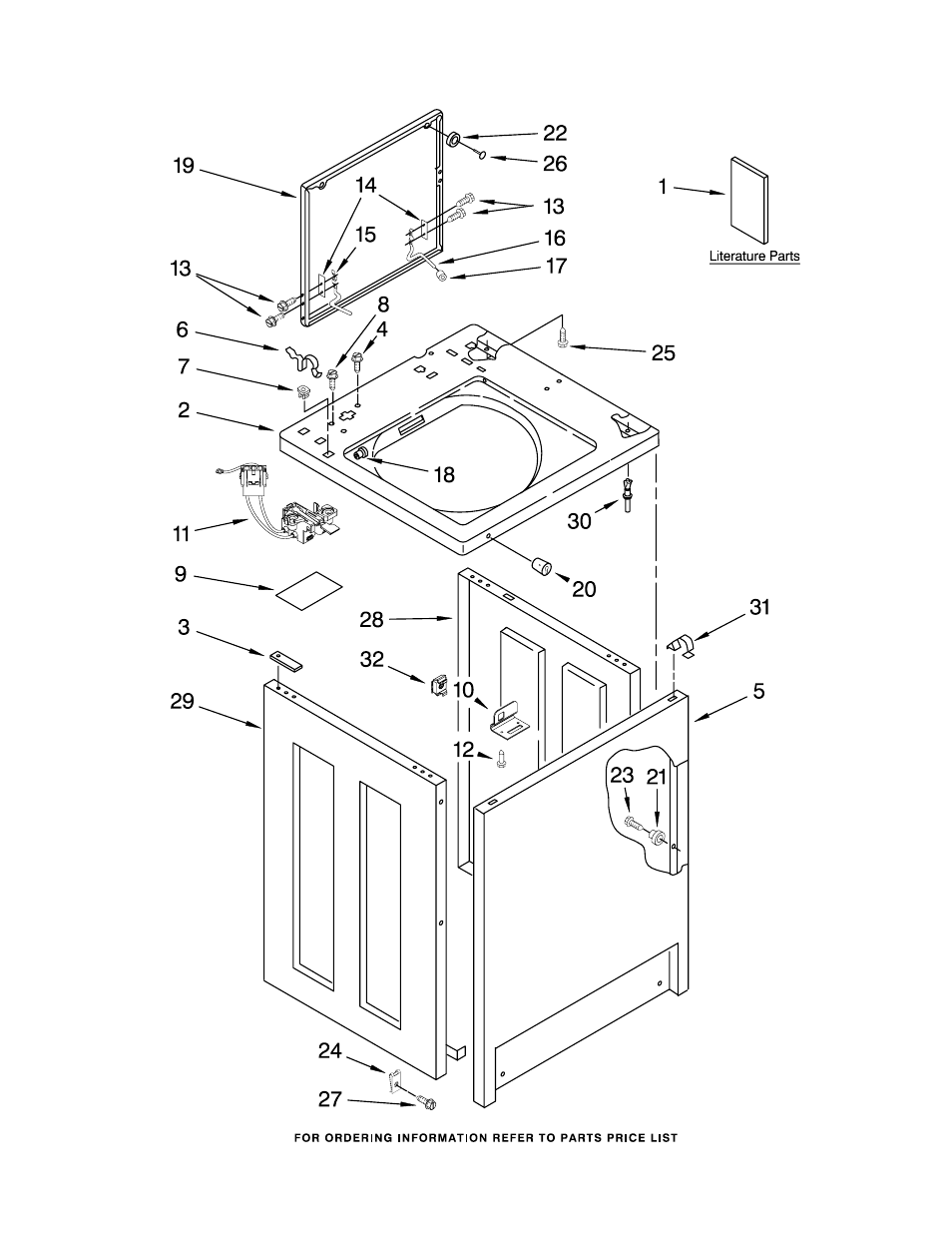 Top and cabinet parts | Whirlpool CAM2752TQ0 User Manual | Page 2 / 17