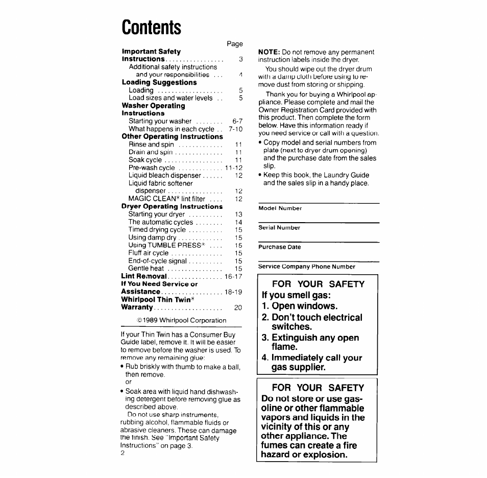 Whirlpool LT7OOOXT User Manual | Page 2 / 20