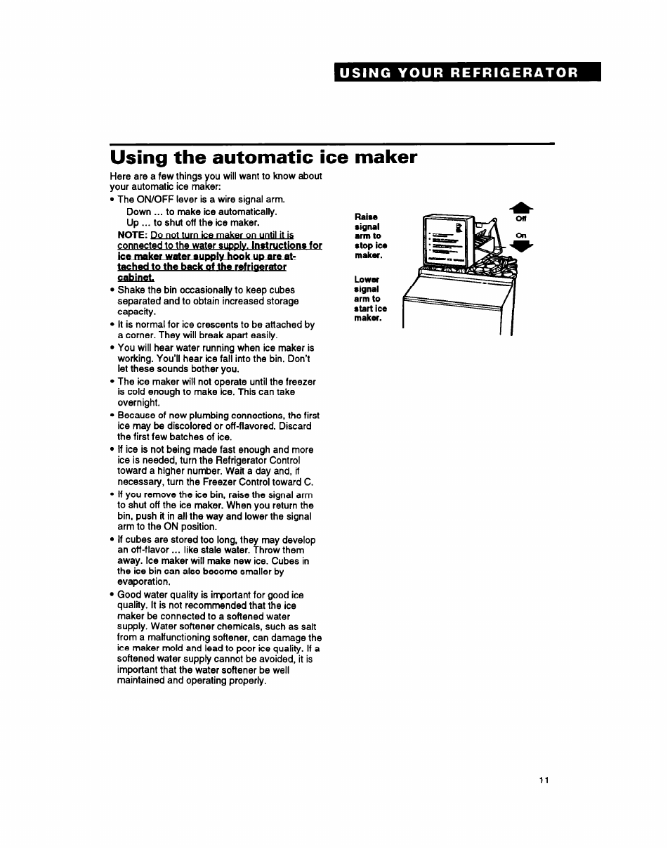 Using the automatic ice maker | Whirlpool RS25AW User Manual | Page 11 / 24