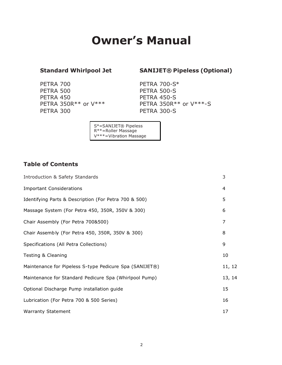 Owner’s manual | Whirlpool Petra Collection User Manual | Page 2 / 19