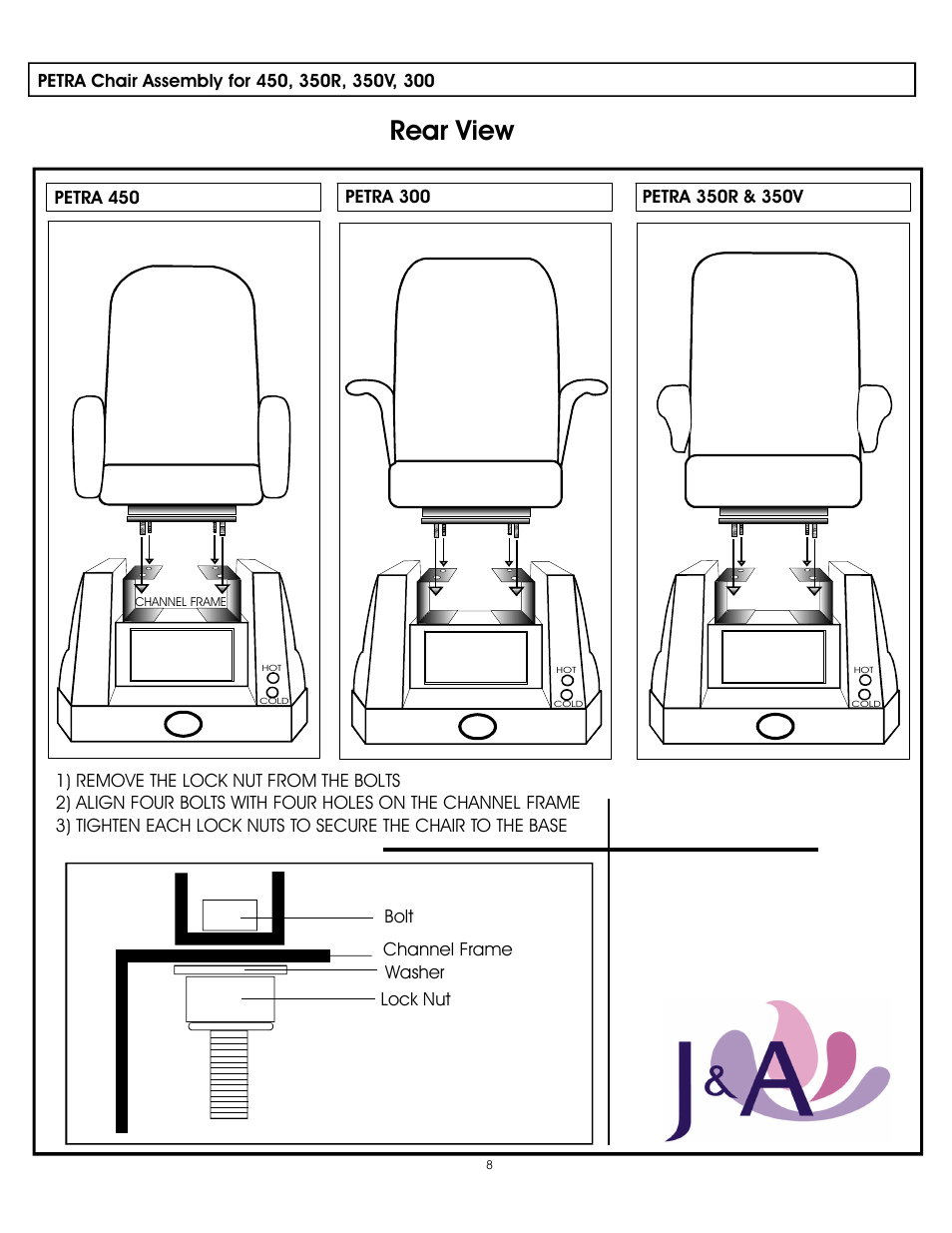 Rear view, Channel frame | Whirlpool Petra Collection User Manual | Page 8 / 19