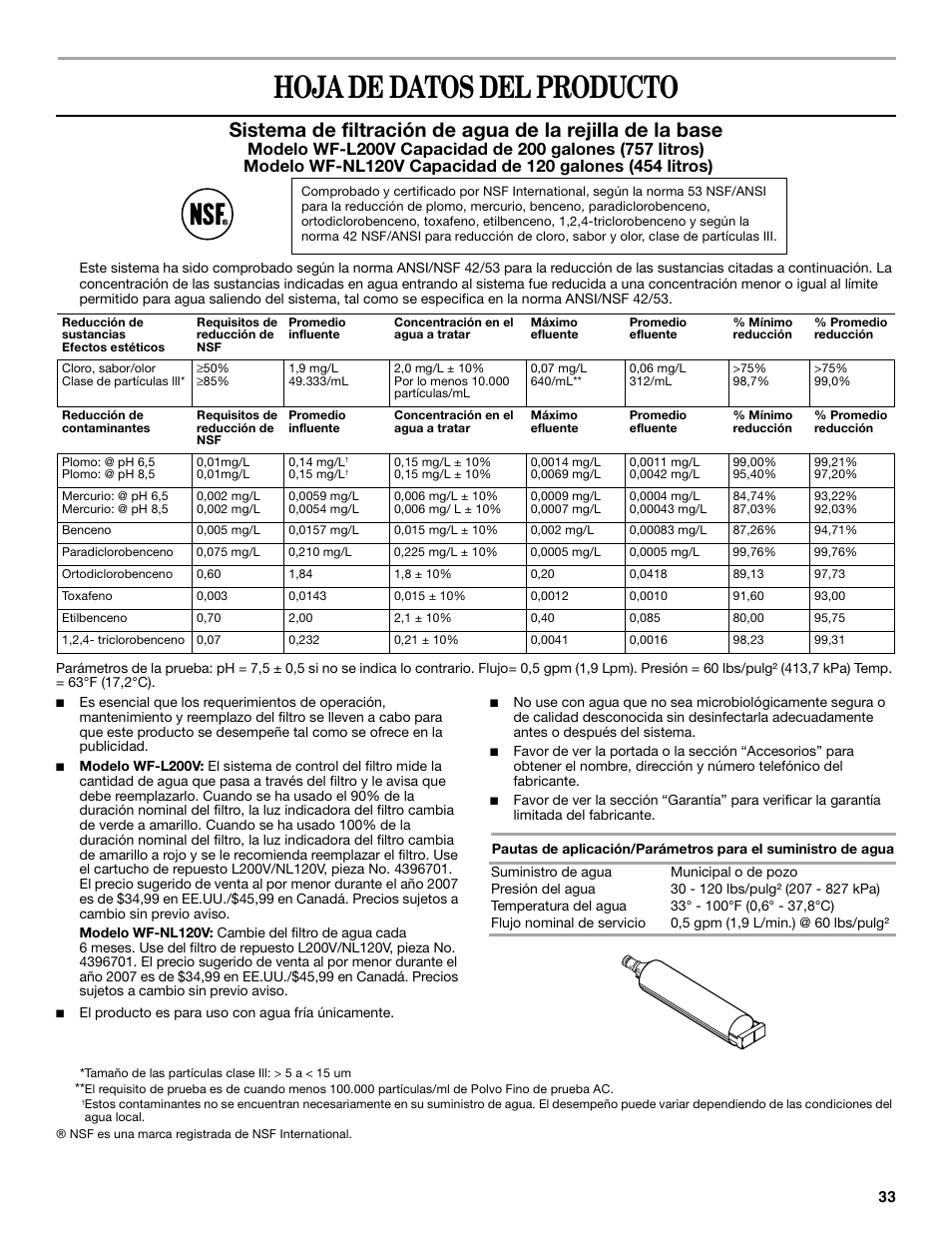 Hoja de datos del producto | Whirlpool 2314473B User Manual | Page 33 / 52