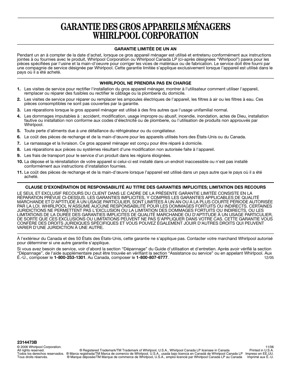 Whirlpool 2314473B User Manual | Page 52 / 52
