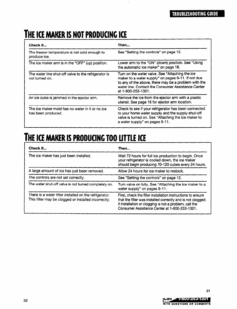 The la maker is not produonc la, Check if, Then | Maker, Produong, Uttle | Whirlpool ED20TWXDN02 User Manual | Page 31 / 38