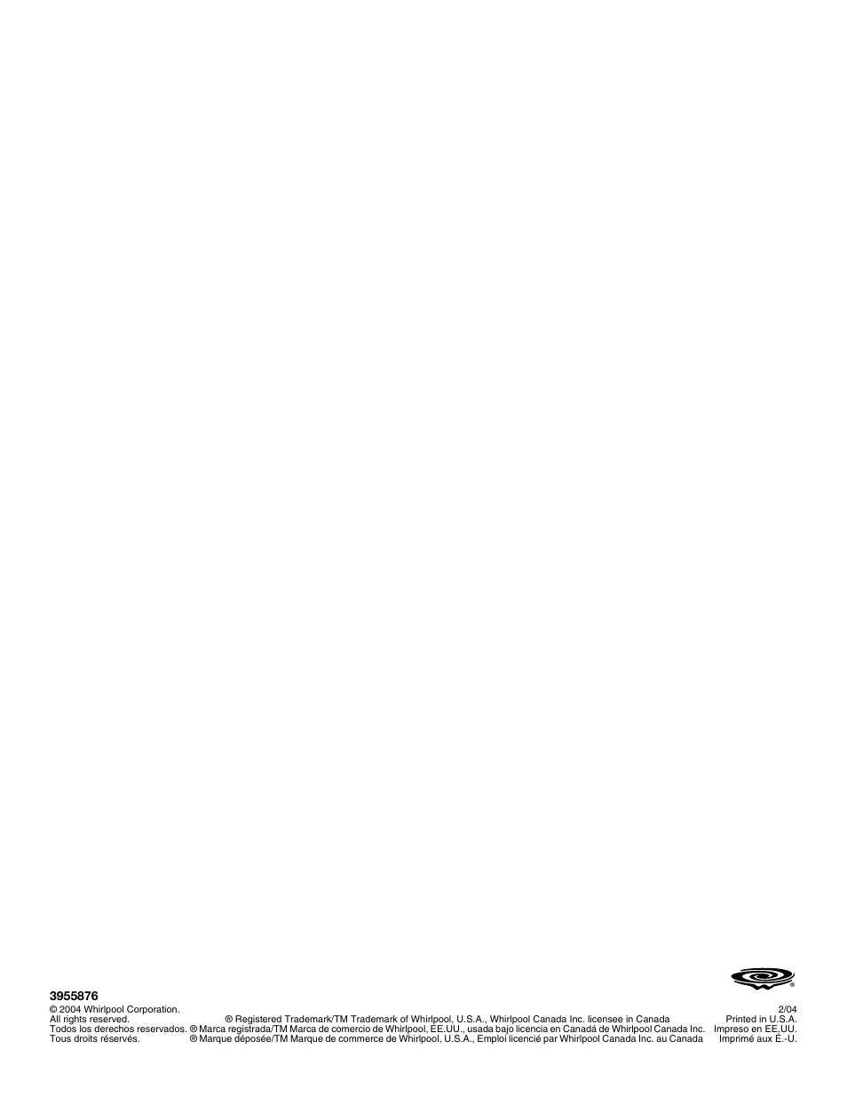 Whirlpool 3955876 User Manual | Page 40 / 40