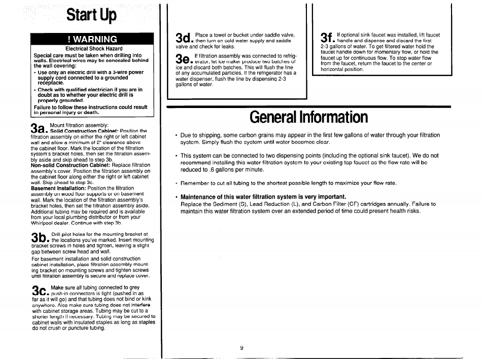 General information, Warning | Whirlpool System I User Manual | Page 9 / 14