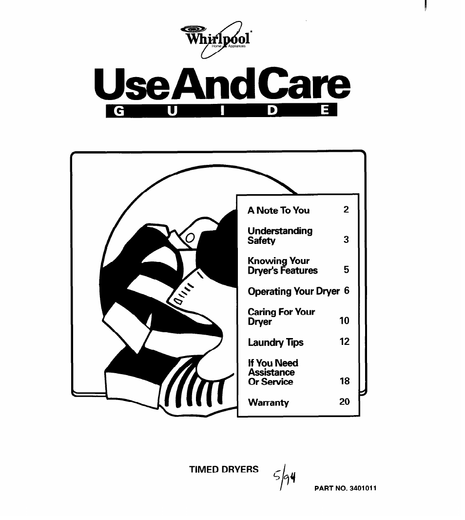 Whirlpool 3401011 User Manual | 20 pages