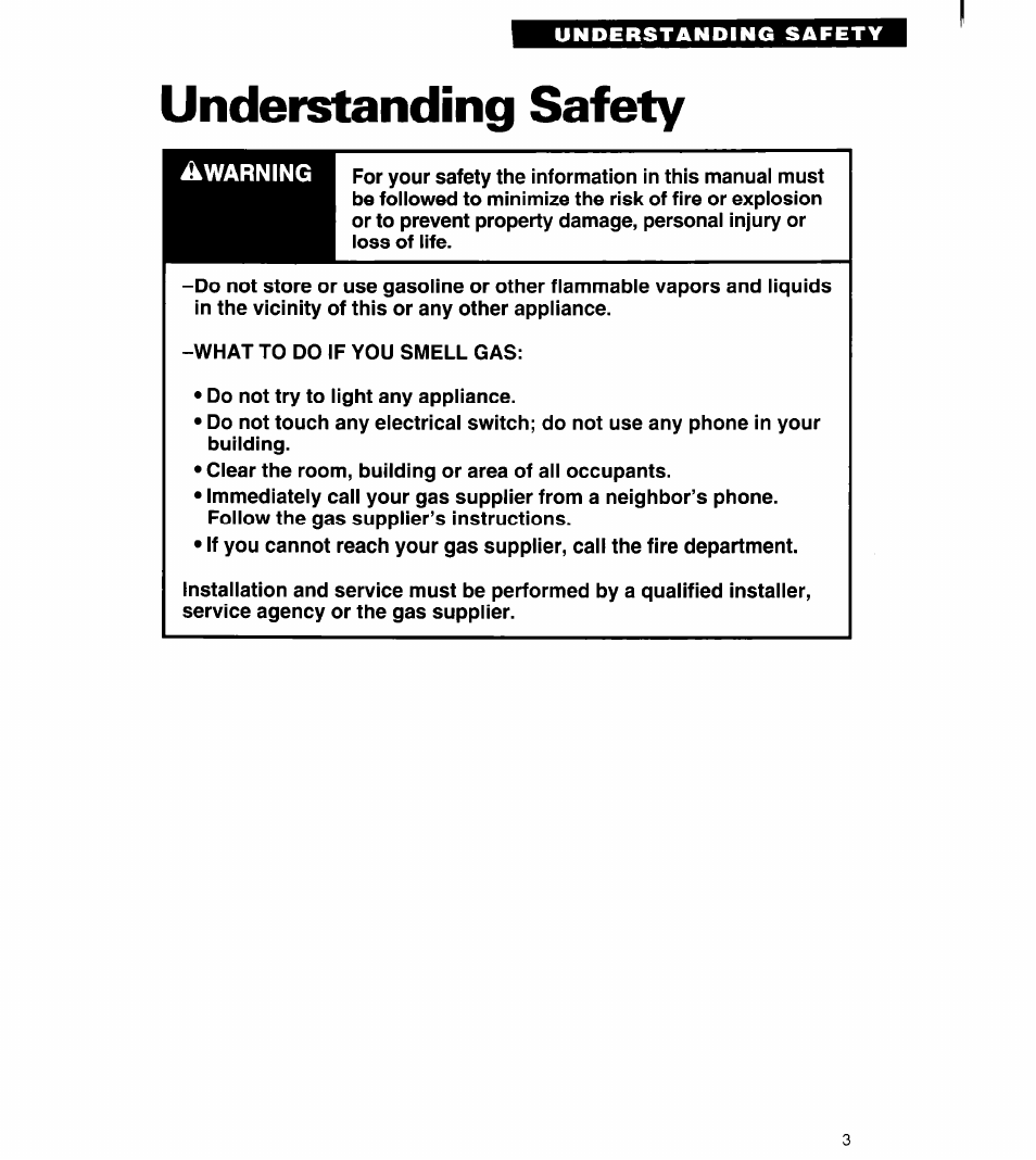 Understanding safety | Whirlpool 3401011 User Manual | Page 3 / 20