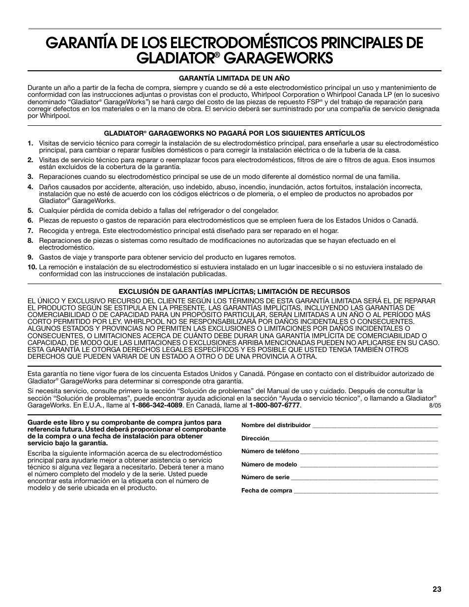 Garageworks | Whirlpool Chillerator GARAGE REFRIGERATOR User Manual | Page 23 / 36