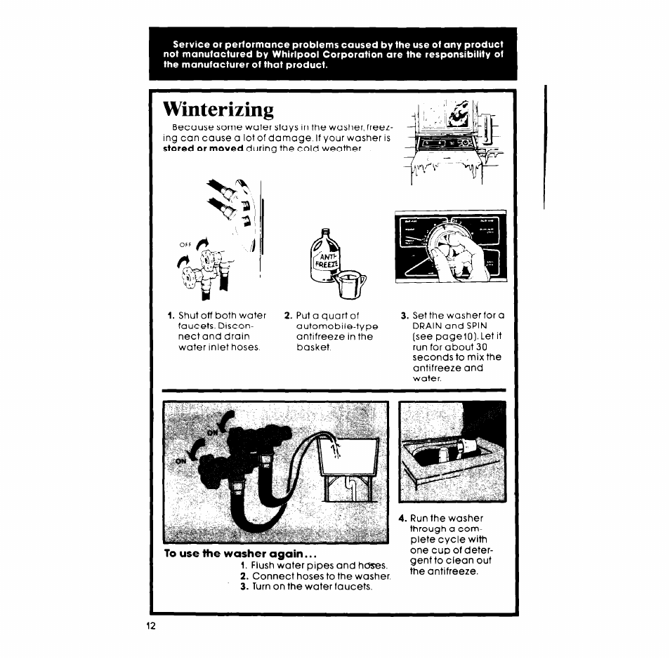 Winterizing | Whirlpool LA558oXP User Manual | Page 12 / 16