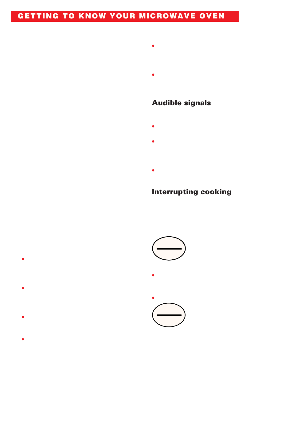 Audible signals, Interrupting cooking | Whirlpool YMT8066SE User Manual | Page 16 / 48