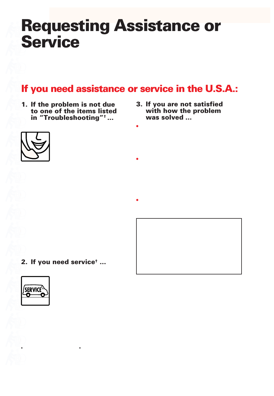 Requesting assistance or service, If you need assistance or service in the u.s.a, If you need service | Whirlpool YMT8066SE User Manual | Page 41 / 48