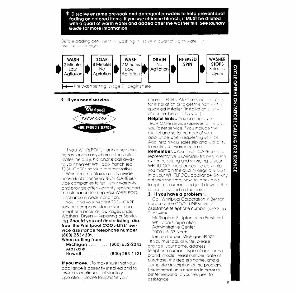 If you need service, If you have a problem, If you need service or help | Whirlpool LA6400XK User Manual | Page 11 / 12